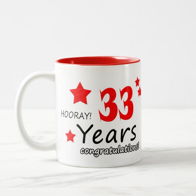 Taza Bicolor 33° aniversario, 33 años de aniversarios Bodas (Izquierda)