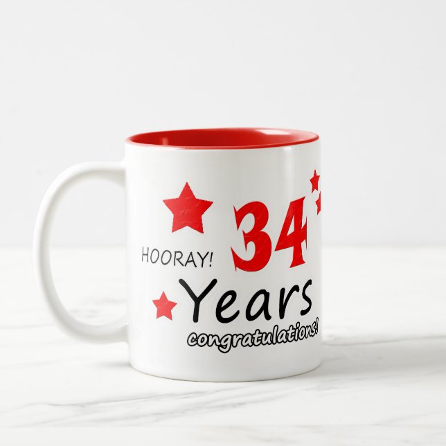 Taza Bicolor 34° aniversario, 34 años de aniversarios Bodas (Izquierda)