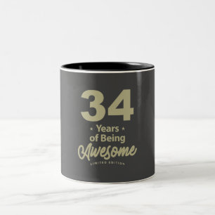 Taza Bicolor 34 Años De Impresionante Cumpleaños 34