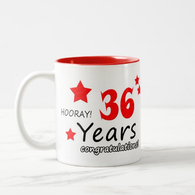 Taza Bicolor 36° aniversario, 36 años de aniversarios Bodas (Izquierda)