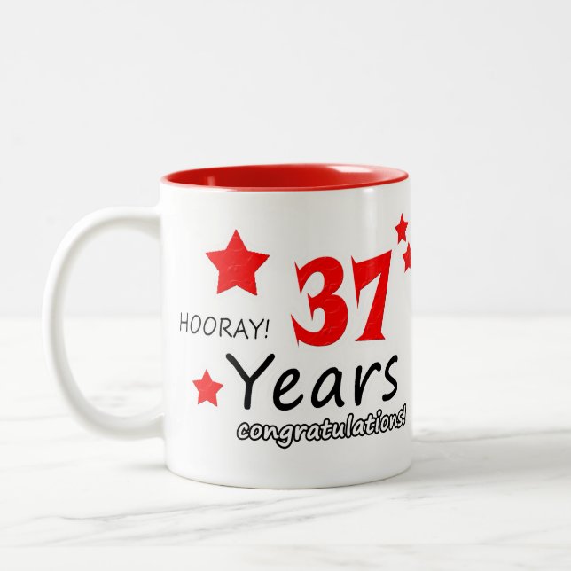 Taza Bicolor 37° aniversario, 37 años de aniversarios Bodas (Izquierda)
