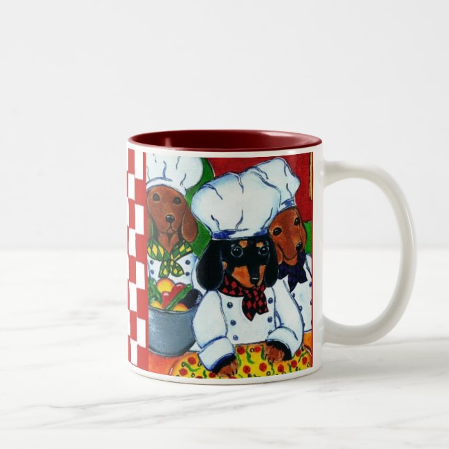 Taza Bicolor 3 Chefs Dachshunds (Derecha)