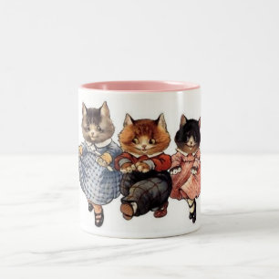 Taza Bicolor 3 felices gatos
