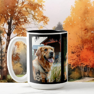 Taza Bicolor 3 Fotos de Perros Corazón Huellas de Patas Regalo