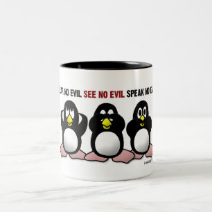 Taza Bicolor 3 pingüinos sabios