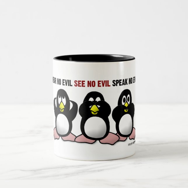 Taza Bicolor 3 pingüinos sabios (Centro)