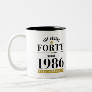 Taza Bicolor 40 años de vida comienza a los cuarenta 1986 40 cu