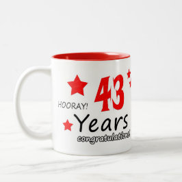 Taza Bicolor 43° aniversario, 43 años de aniversarios Bodas