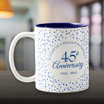Taza Bicolor 45.º 65º Aniversario Boda Hearts Confetti<br><div class="desc">Con un delicado corazón confetti. Personalice con sus detalles especiales de aniversario de zafiro en letras de moda. Diseñado por Thisisnotme©</div>