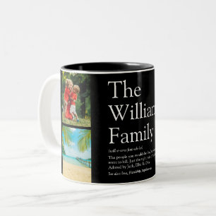Taza Bicolor 4 Colaje de Fotos Definición de tu Familia