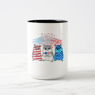 Taza Bicolor 4 De Julio Bandera Estadounidense Feliz Cerdo De G