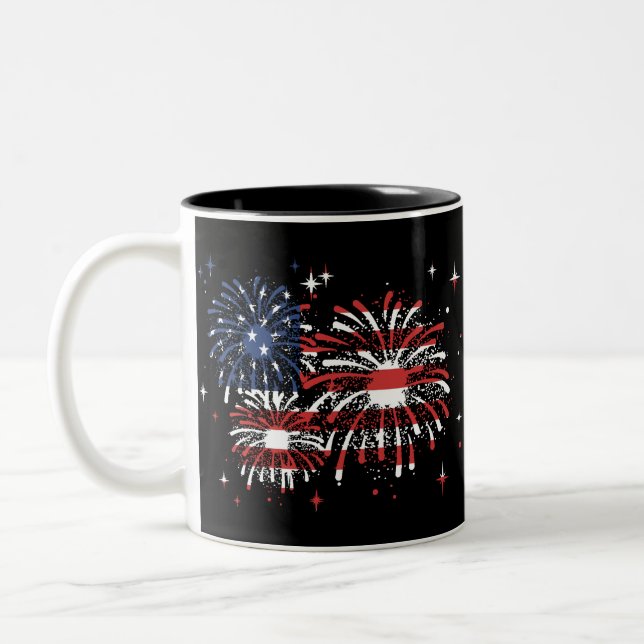 Taza Bicolor 4 De Julio Fuegos Artificiales Estadounidenses (Izquierda)
