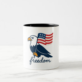 Taza Bicolor 4 de julio: Mug de la Libertad con bandera y calvo