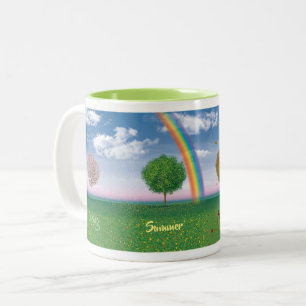 Taza Bicolor 4 temporadas con tazón de café combinado de text
