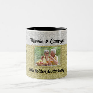 Taza Bicolor 50° Aniversario de Oro Damask Photo and Year