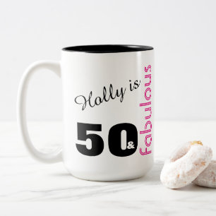 Taza Bicolor 50 personalizados y regalo de cumpleaños temático
