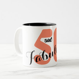 Taza Bicolor 50 y fabuloso Coral Negro Script Cumpleaños 50