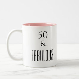 Taza Bicolor 50 y fabuloso cumpleaños Cita divertida texto negr