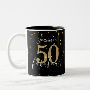 Taza Bicolor 50 y fabuloso oro negro guión cumpleaños 50
