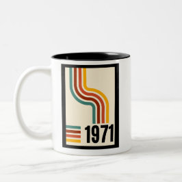 Taza Bicolor 54º cumpleaños de la franja retro Rainbow 1971