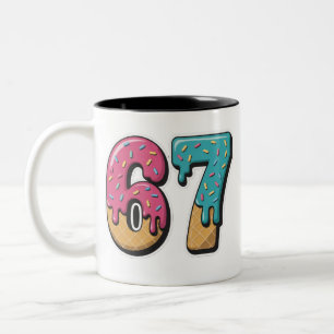 Taza Bicolor 67 Chorreo de helado Meme Divertido Seis Siete Gen
