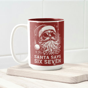 Taza Bicolor 67 Meme Divertido Santa Dice Seis Siete Navidad