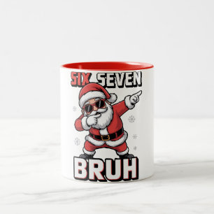 Taza Bicolor 67 Meme Seis Siete Bruh Santa haciendo Dabbing Div