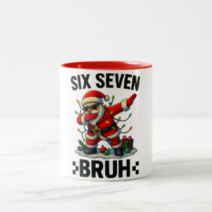 Taza Bicolor 67 Seis Siete Burh Santa haciendo Dab Navidad