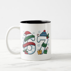 Taza Bicolor 6 7 Seis Siete Gen Z Alpha Meme Slang Navidad Muñe
