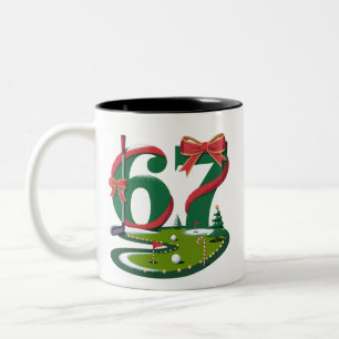 Taza Bicolor 6 7 Seis Siete Golf Gen Z Alpha Meme Navidad Golfi