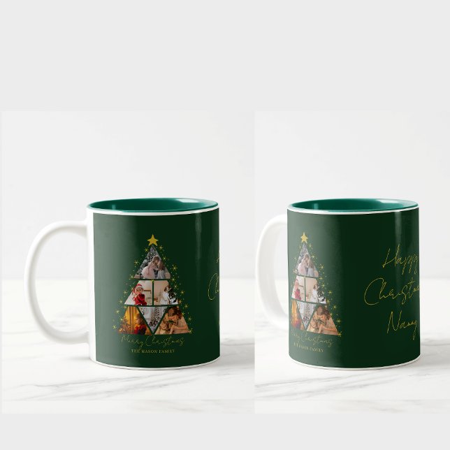 Taza Bicolor 6 Photo Tree Shape Christmas gift grandparent  (Subido por el creador)