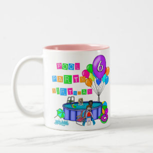 Taza Bicolor 6to cumpleaños de la fiesta en la piscina