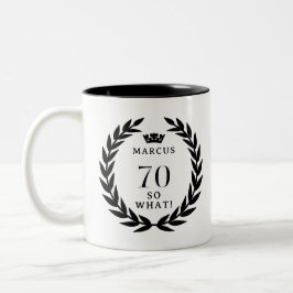 Taza Bicolor 70 Así que qué gracioso Laurel Wreath corona el 70