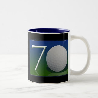 Taza Bicolor 70.o cumpleaños feliz para la nuez del golf