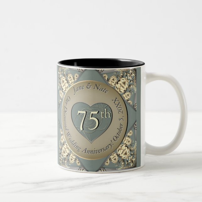Taza Bicolor 75.º Aniversario del Boda del Diamante (Derecha)