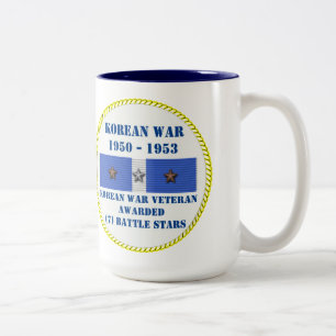 TAZA BICOLOR 7 ESTRELLAS DE BATALLA VETERANO DE GUERRA COREANO