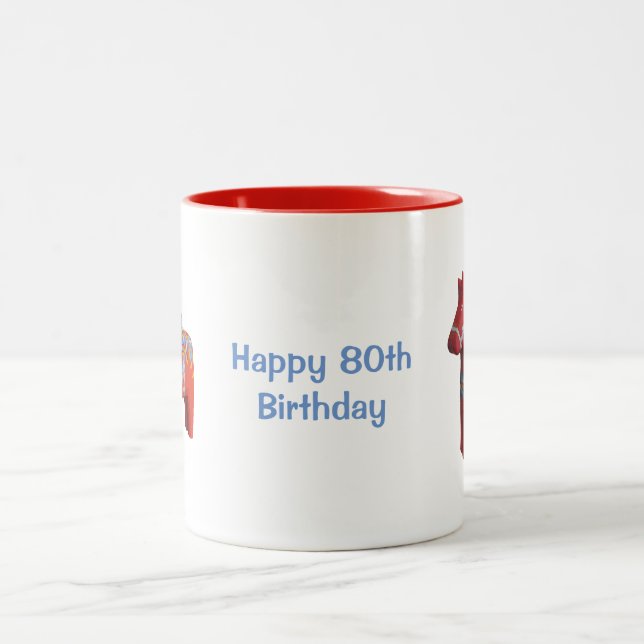 Taza Bicolor 80.º café de cumpleaños Mug (Centro)