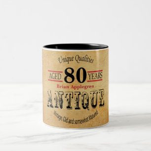 Taza Bicolor 80.o cumpleaños del contador de tiempo viejo