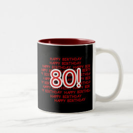 Taza Bicolor 80.o cumpleaños feliz