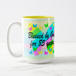 TAZA BICOLOR 85.º CUMPLEAÑOS BOTTERFLY BENDICIONES MUG