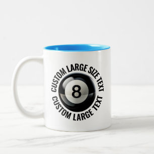 Taza Bicolor 8 Ball & Texto Grande AZUL CLARO 325ml Personaliza
