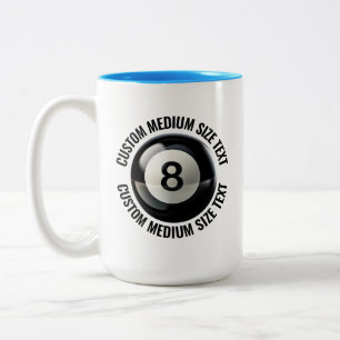 Taza Bicolor 8 Ball & Texto Mediano AZUL CLARO 15oz Personaliza