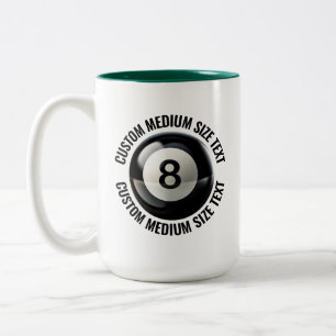 Taza Bicolor 8 Ball & Texto Mediano CAZA VERDE 15oz Personaliza
