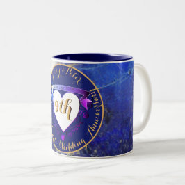 Taza Bicolor 9.º aniversario Boda Lapis Lazuli Color