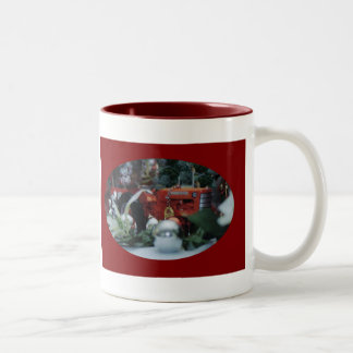 Taza Bicolor 9 tractores del juguete en el navidad