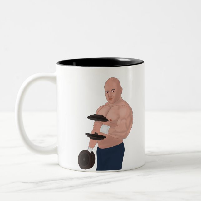 Taza Bicolor A bodybuilder daddy training with dumbbells (Izquierda)
