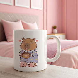 Taza Bicolor A Capybara le encanta el café Mug | Animal diverti