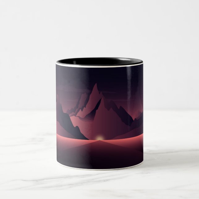 Taza Bicolor A mountain sunset illustration     (Centro)