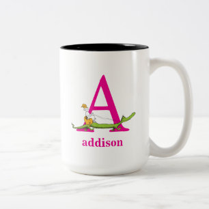 Taza Bicolor ABC del Dr. Seuss: Carta A - Rosa   Añadir su nomb