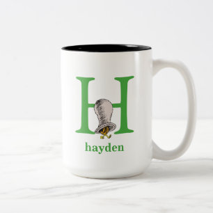 Taza Bicolor ABC del Dr. Seuss: Letra H - Verde Agregar su nom